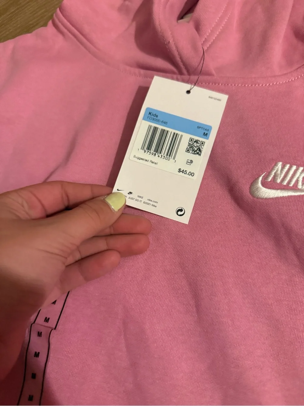 Nike Girl’s Pink Pullover Hoodie with White Logo